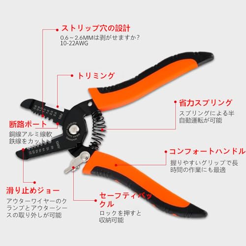 JOEBO - 多機能ストリッププライヤー ワイヤーストリッパー 電工ペンチ